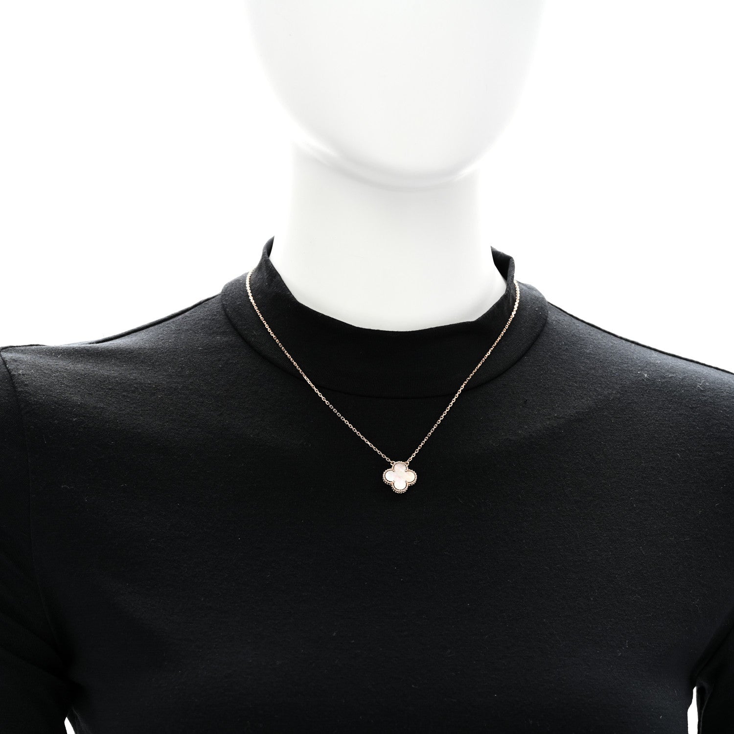 Van Cleef & Arpels 18K Rose Gold Gray Mother of Pearl Vintage Alhambra Pendant Necklace 2 of 6