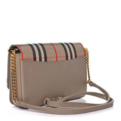 Burberry Calfskin Vintage Check Hayes Crossbody Beige 3 of 15