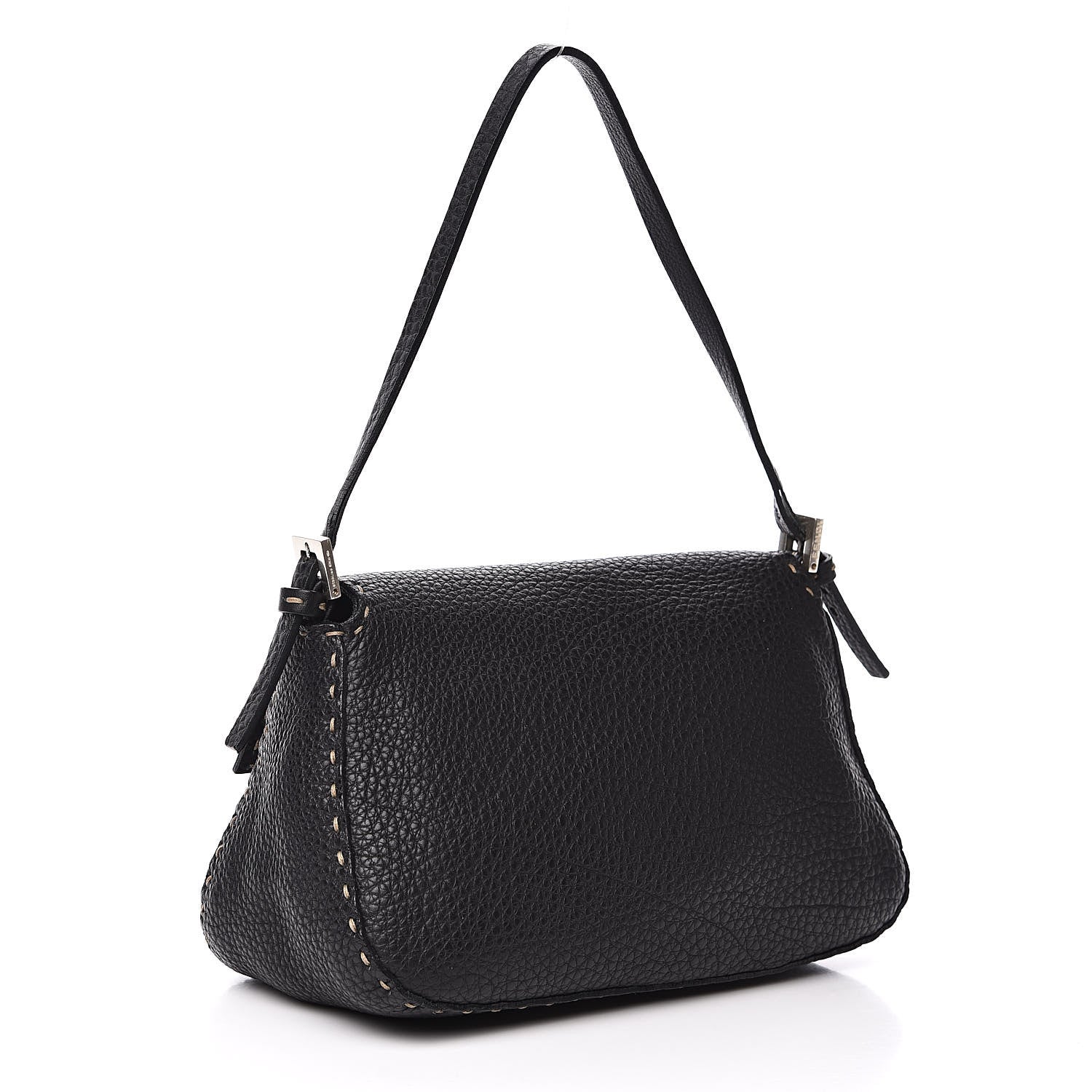Fendi Calfskin Romano Selleria Baguette Black 3 of 11