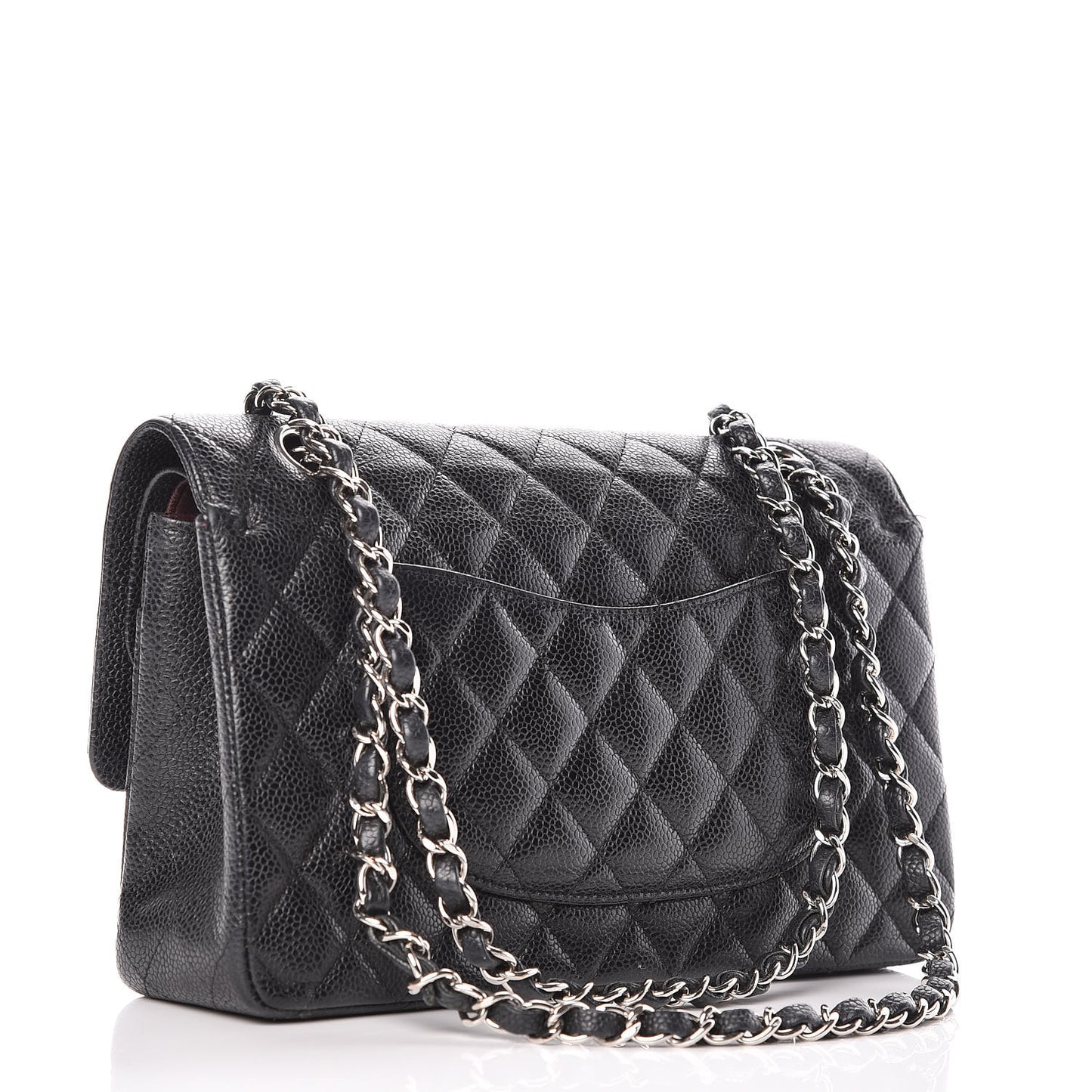 Caviar Quilted Medium Double Flap Black