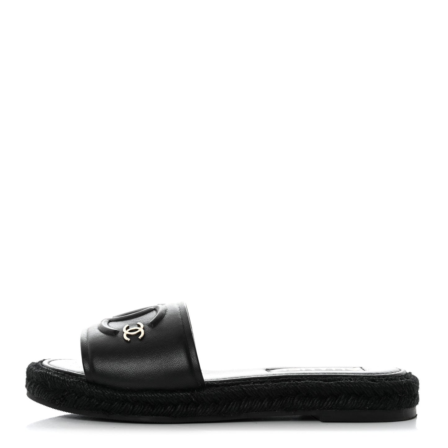 Lambskin Espadrille Mule Sandals 38 Black