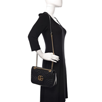 Gucci Calfskin Matelasse Small GG Marmont Shoulder Bag Black 2 of 18