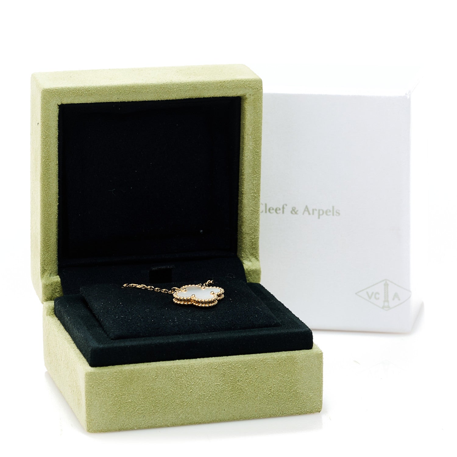 Van Cleef & Arpels 18K Yellow Gold Mother of Pearl Vintage Alhambra Pendant Necklace 6 of 6