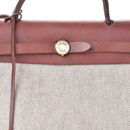 Hermes Toile Vache Calfskin Herbag 30 PM Natural 9 of 18