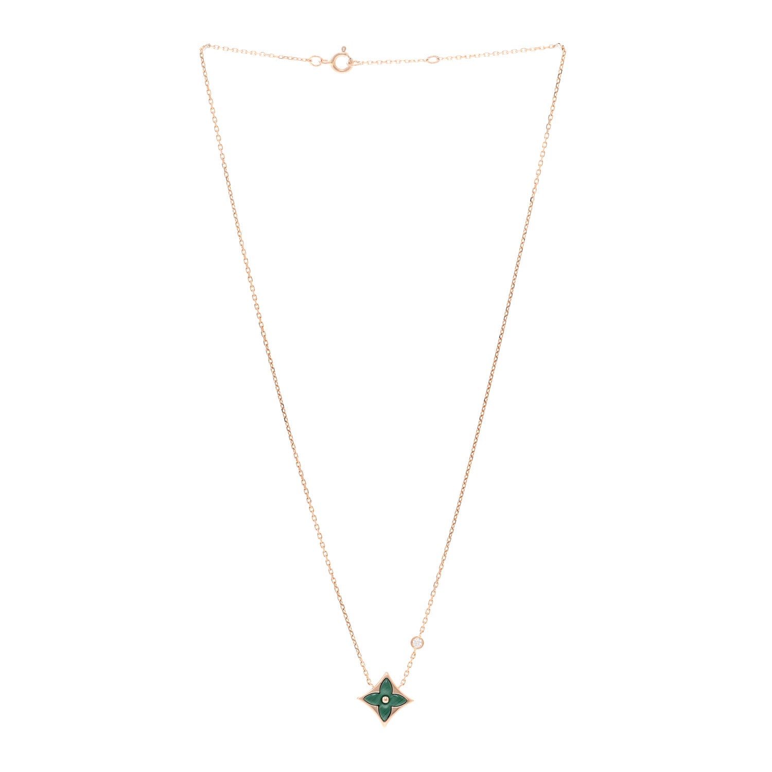 Louis Vuitton 18K Pink Gold Diamond Malachite Color Blossom BB Star Pendant Necklace 3 of 5