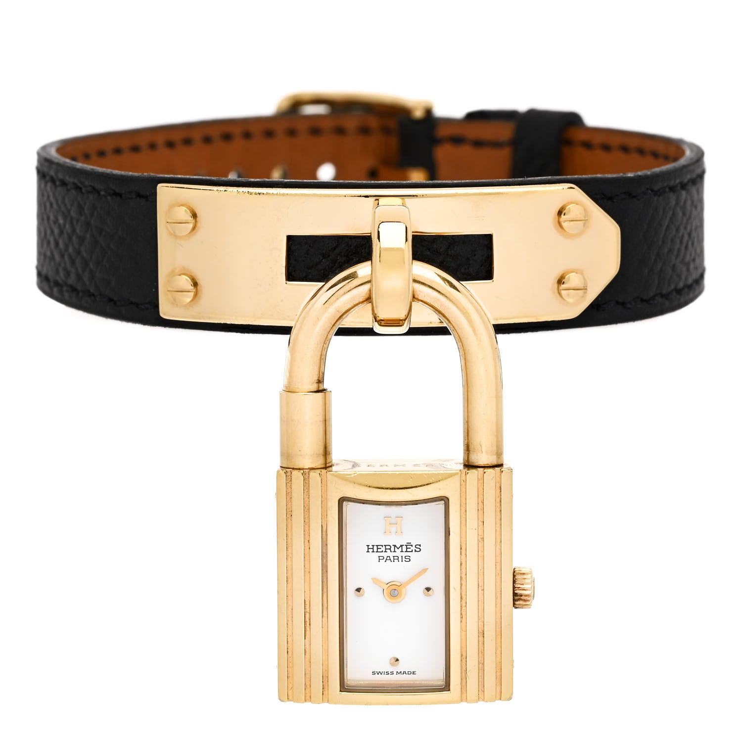 Hermes Stainless Steel Epsom 20mm Kelly Cadena Quartz Watch Noir 1 of 7