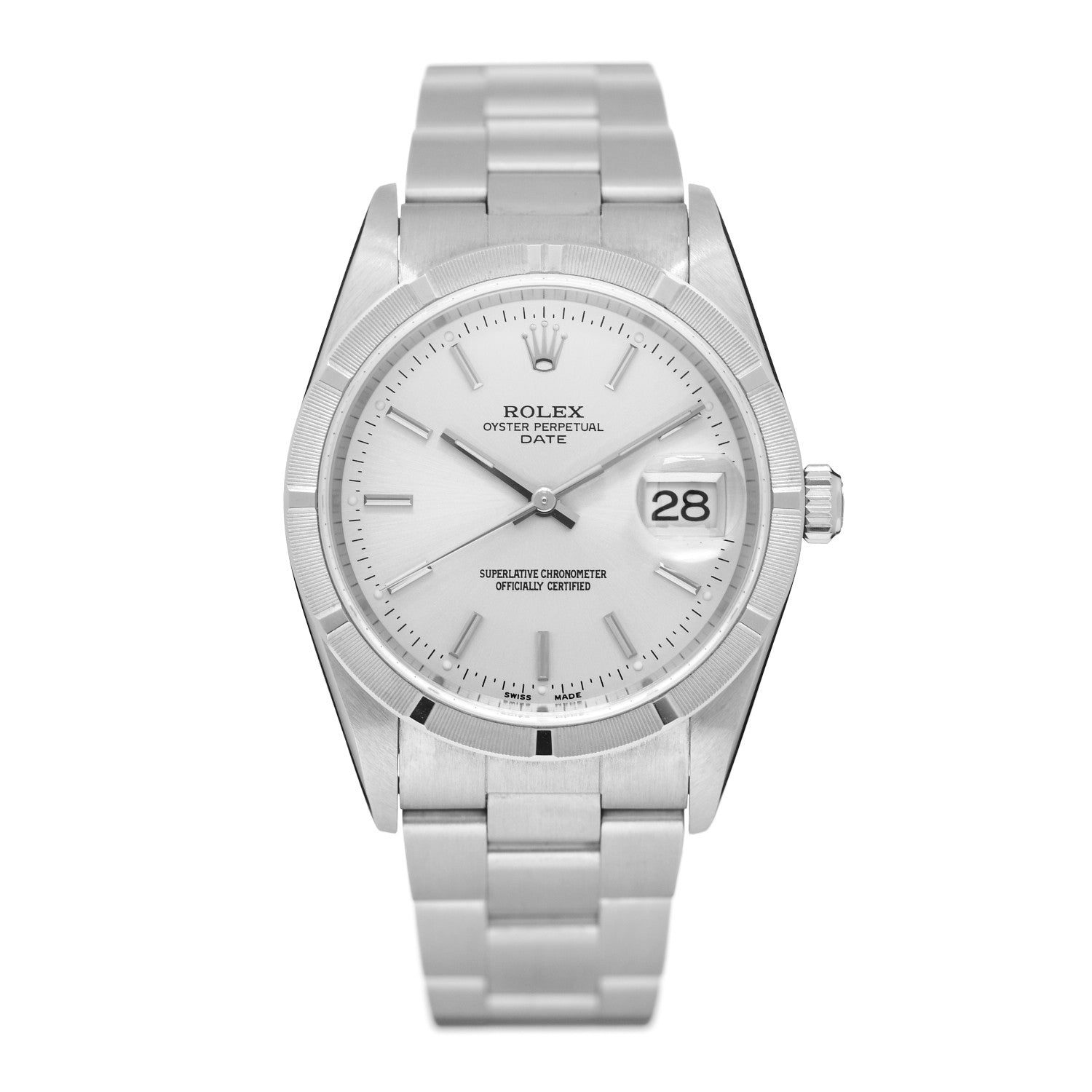 Rolex Stainless Steel 34mm Oyster Perpetual Date Watch Silver 15210 1 of 5