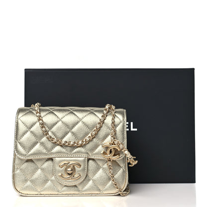 Chanel Metallic Caviar Quilted Mini Square CC Slide Flap Gold 11 of 11