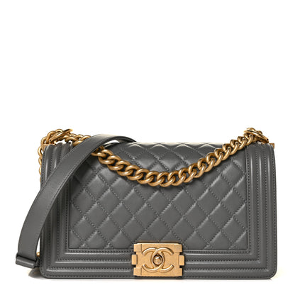 Chanel Lambskin Quilted Medium Boy Flap Dark Grey 1 of 9