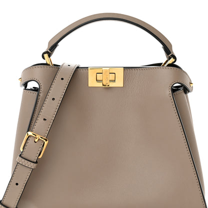 Fendi Vitello Tahiti Burro Medium Peekaboo Iconic Essentially Satchel Tortora Black 9 of 12