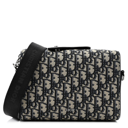 Christian Dior Oblique Jacquard Grained Calfskin Lingot Pouch Beige Black 1 of 11