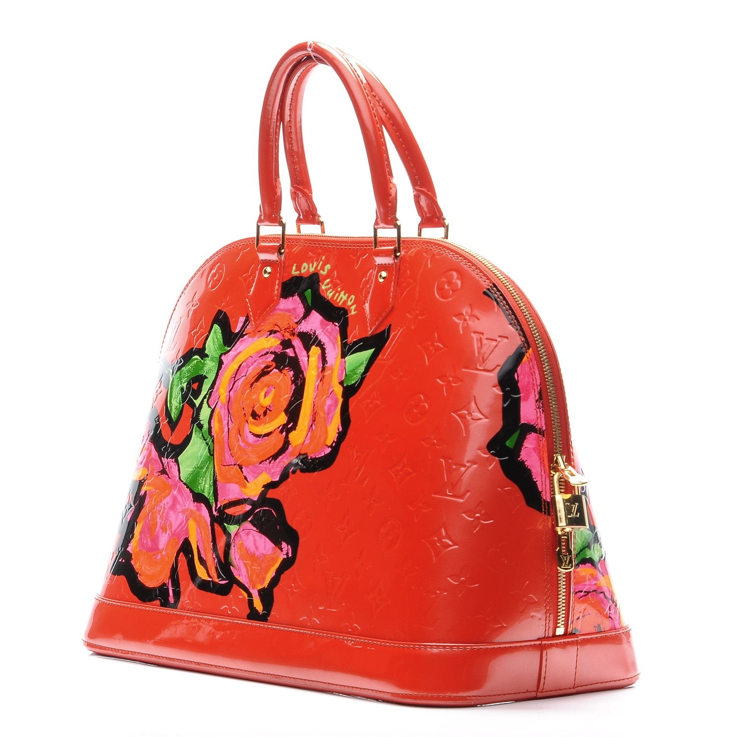Louis Vuitton Vernis Roses Alma GM Orange Sunset 3 of 13