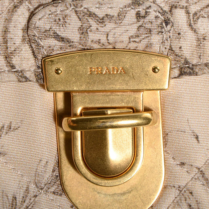 Prada Tessuto Nylon Quilted Floral Flap Beige 6 of 9