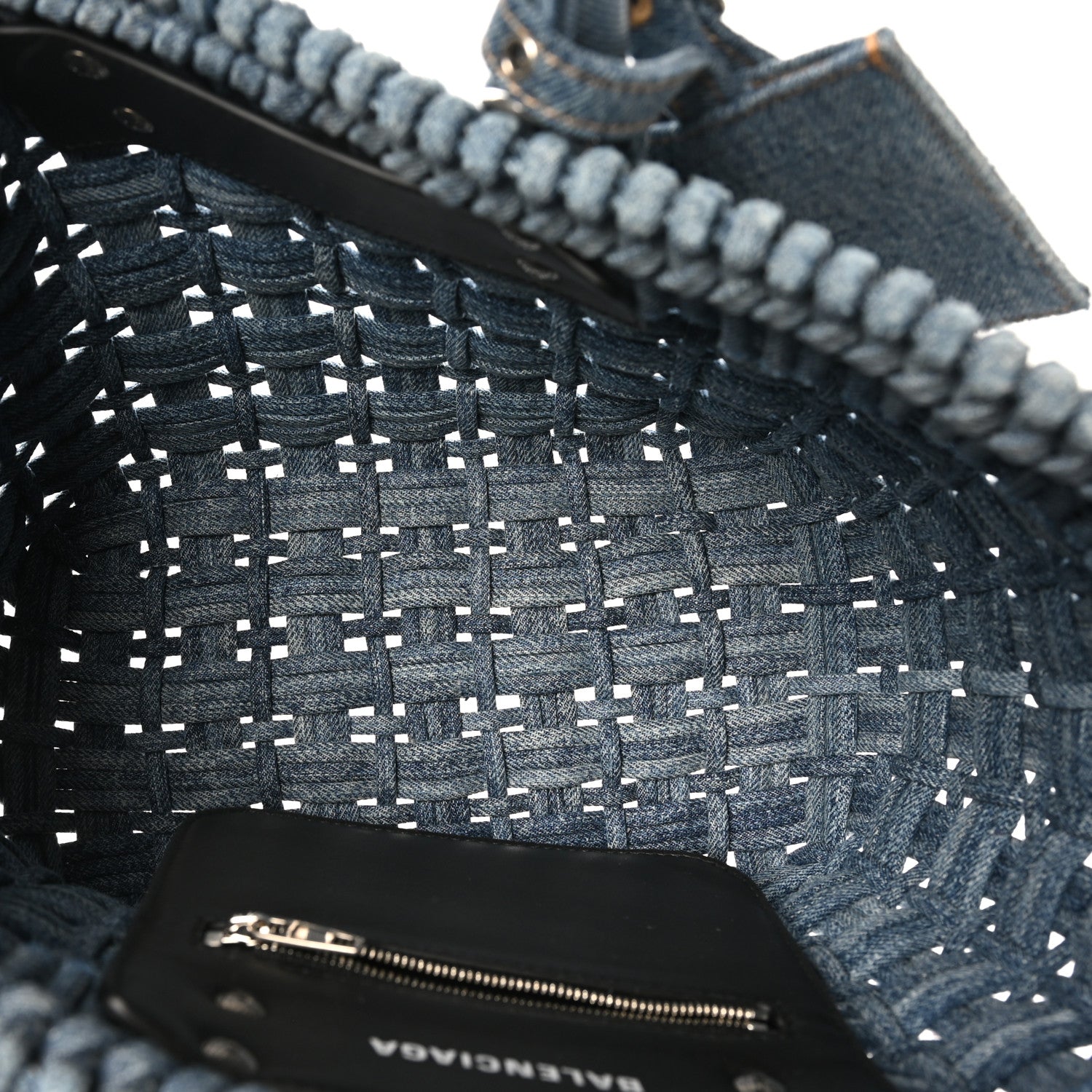 Balenciaga Washed Frayed Denim Braided XS Bistro Basket Blue 5 of 9