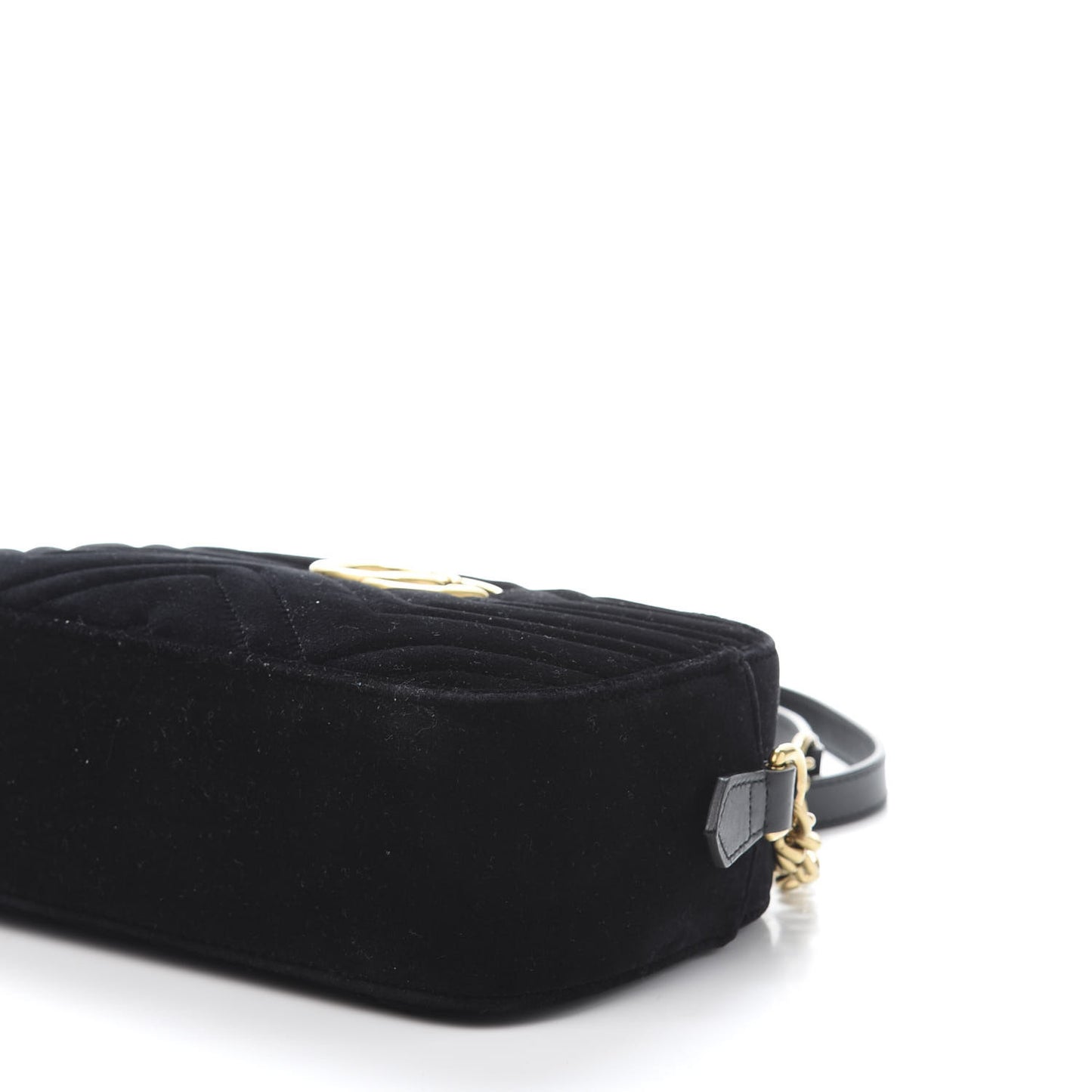 Velvet Matelasse Small GG Marmont Chain Shoulder Bag Black
