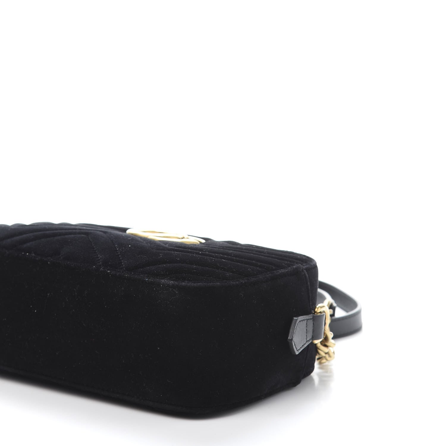 Gucci Velvet Matelasse Small GG Marmont Chain Shoulder Bag Black 10 of 11