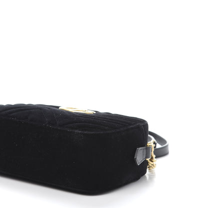 Gucci Velvet Matelasse Small GG Marmont Chain Shoulder Bag Black 10 of 11