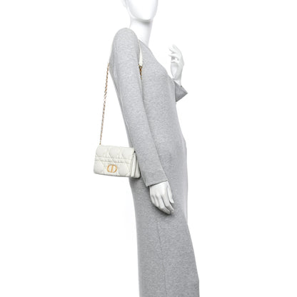 Christian Dior Calfskin Macrocannage Mini Caro Bag White 2 of 11