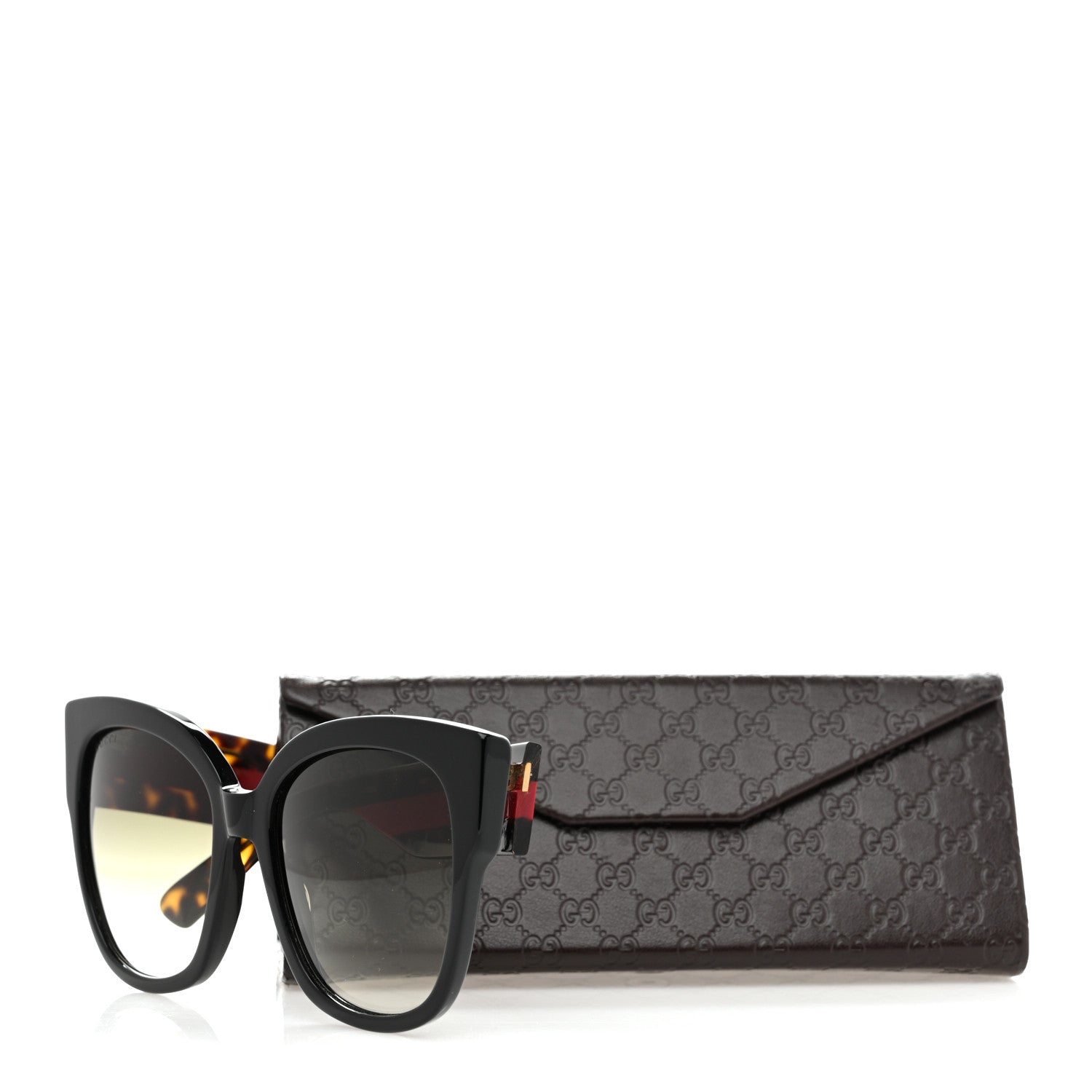 Gucci Acetate Square Frame Web Sunglasses GG0059S Black Tortoise 8 of 8