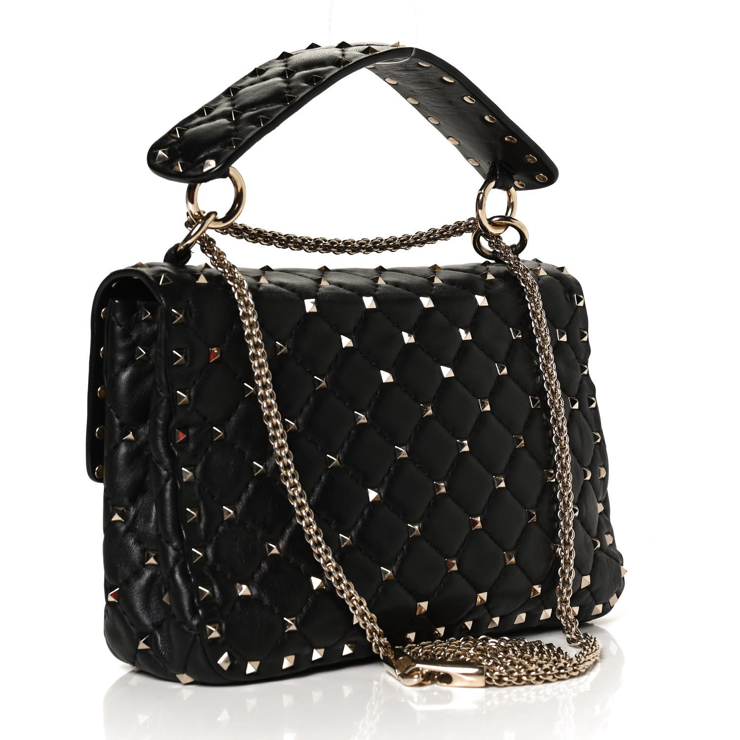 Valentino Garavani Lambskin Medium Rockstud Spike Shoulder Bag Black 3 of 12