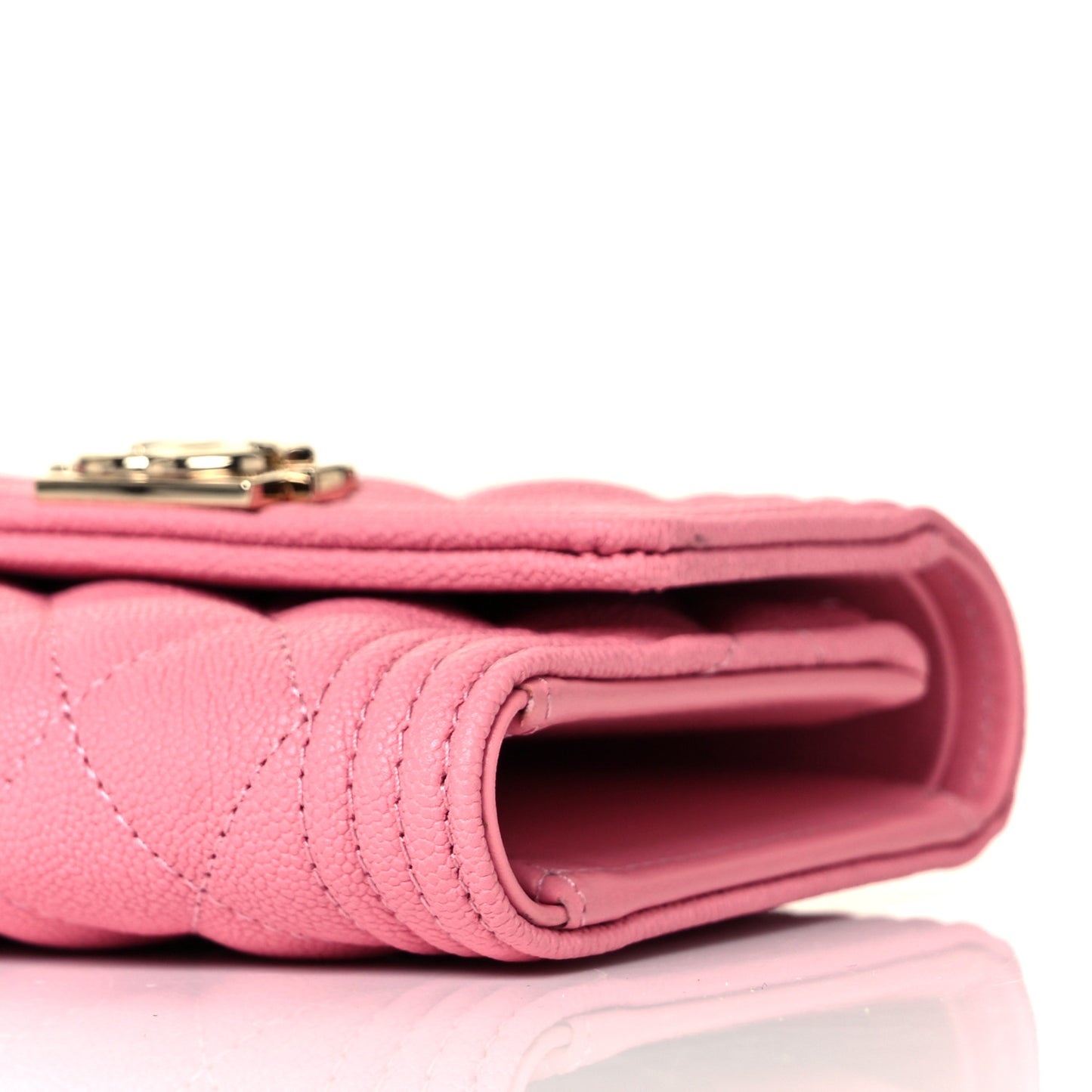 Caviar Quilted Compact Boy Wallet Light Pink