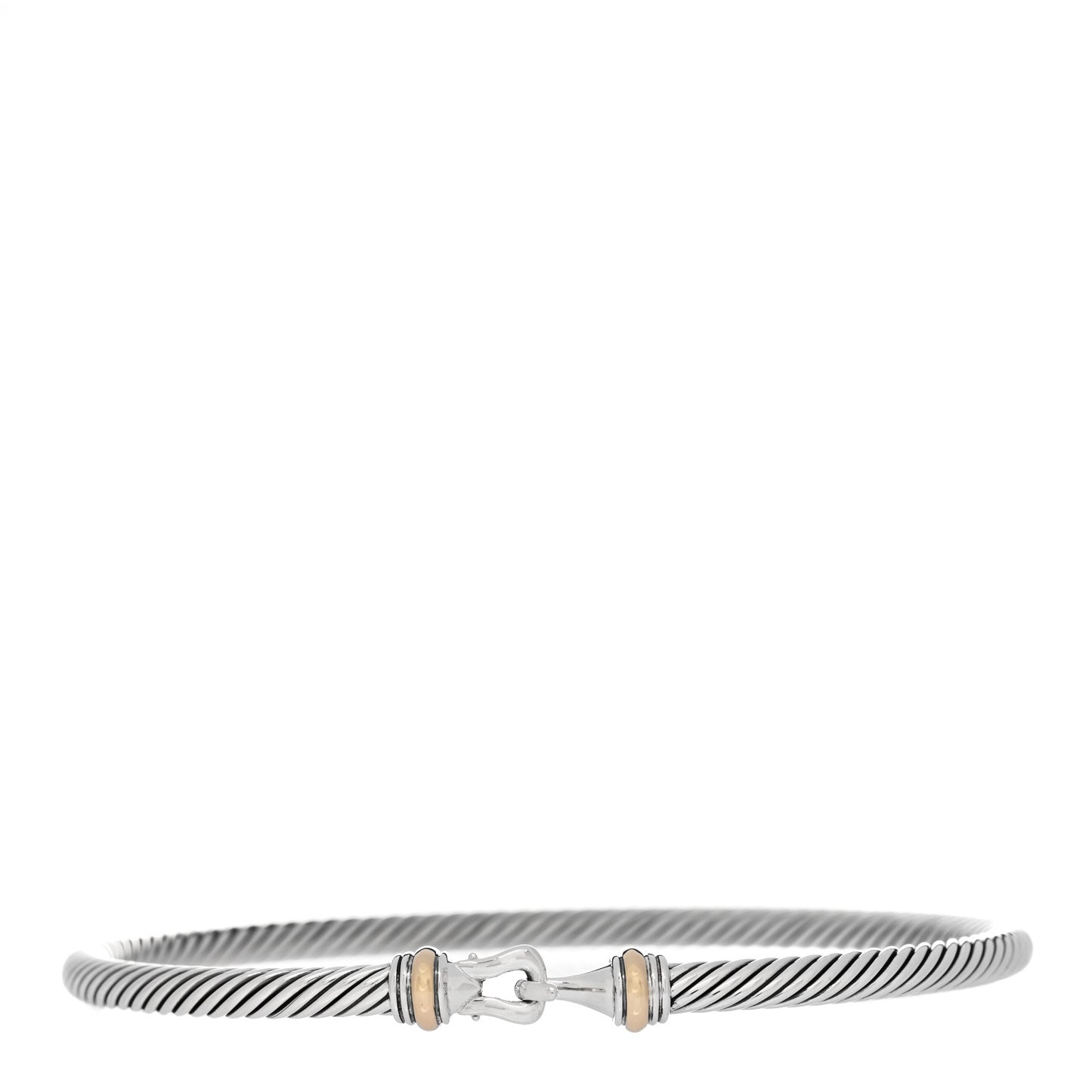 Sterling Silver 18K Yellow Gold 4mm Cable Classic Buckle Bracelet