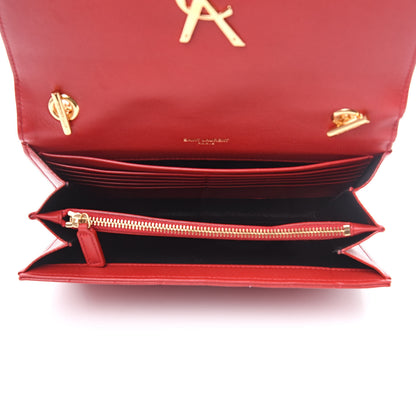 Saint Laurent Lambskin Matelasse Monogram Vicky Chain Wallet Rouge Eros 5 of 7