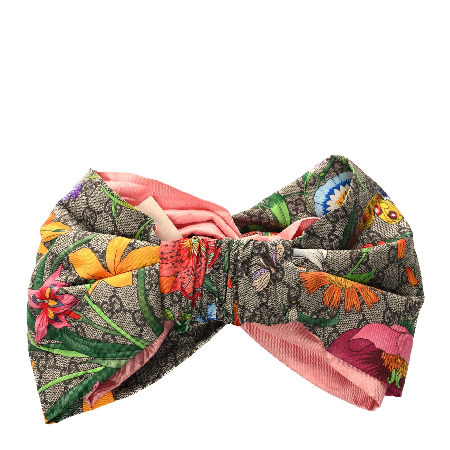 Silk Monogram Flora Print Headband M Pink
