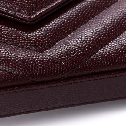 Saint Laurent Grain De Poudre Matelasse Chevron Monogram Chain Wallet Rouge Legion 10 of 11