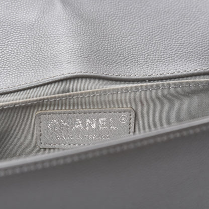 Chanel Metallic Caviar Quilted Medium Boy Flap Silver 11 of 14