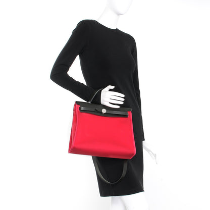Hermes Toile Officer Vache Hunter Herbag Zip 31 PM Rose Extreme Kaki 3 of 12