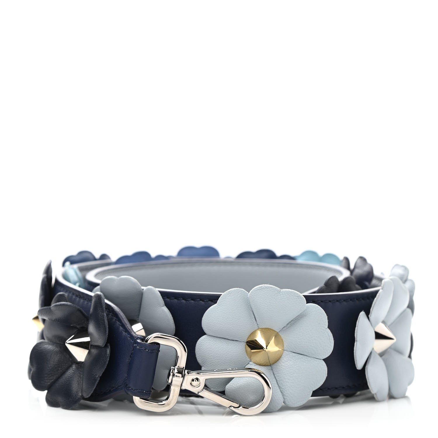 Fendi Vitello Dolce Flowerland Bi-Color Studded Strap You Blueberry Azzurro Polvere Multicolor 1 of 5