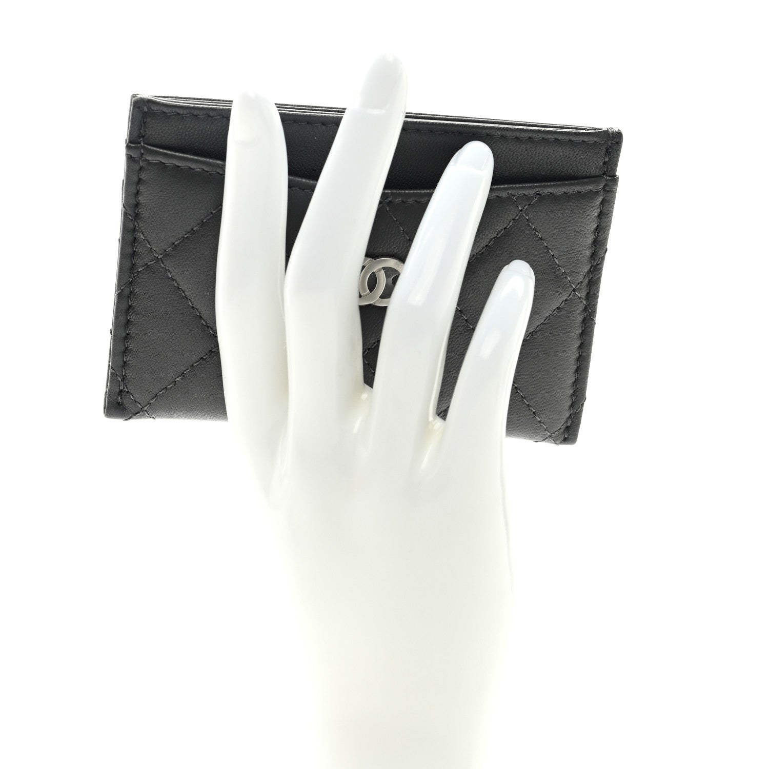Chanel Lambskin Quilted Card Holder Dark Grey 2 of 7
