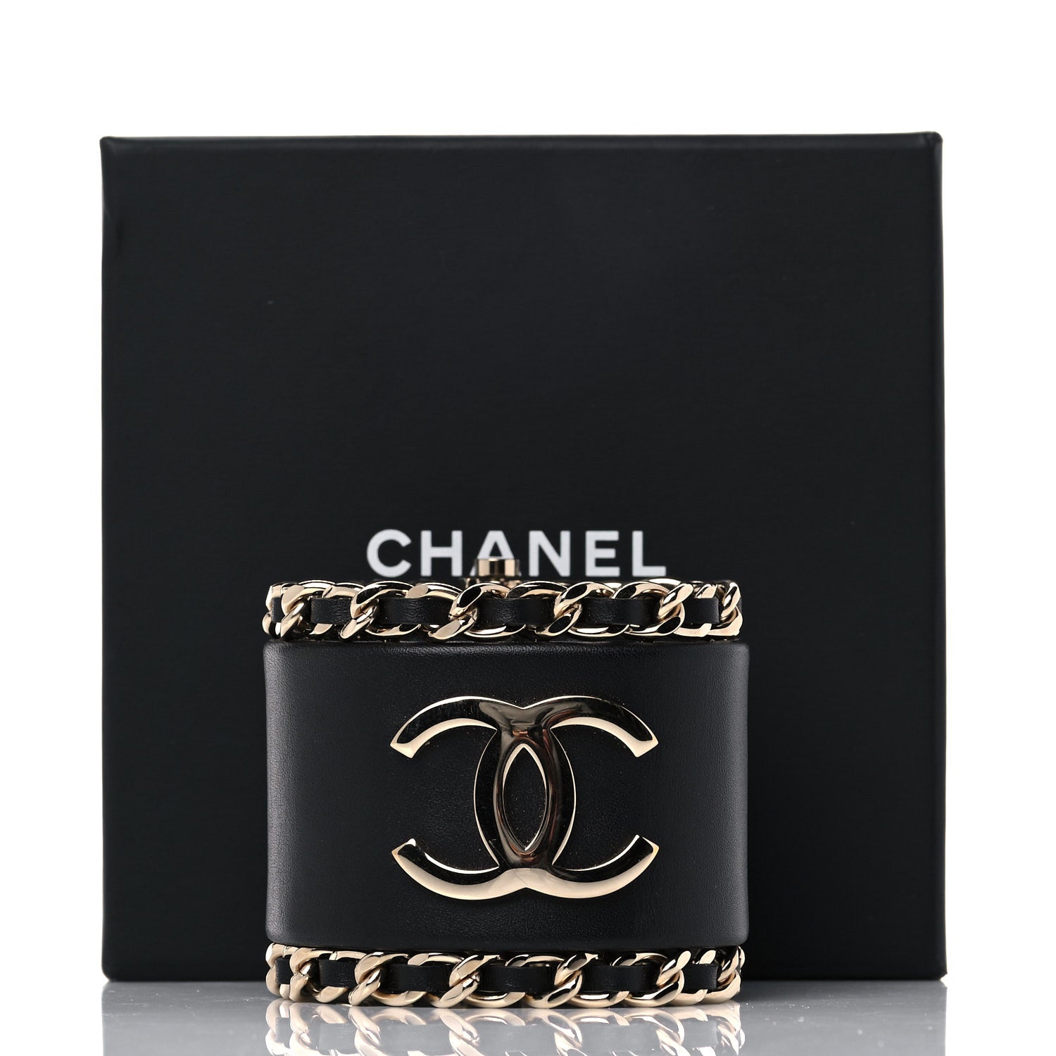 Chanel Lambskin Chain CC Cuff Black Gold 13 of 13