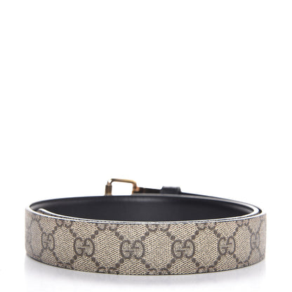 Gucci Selleria Calfskin GG Supreme Monogram Reversible 30mm Belt 80 32 Black Beige Ebony 3 of 7