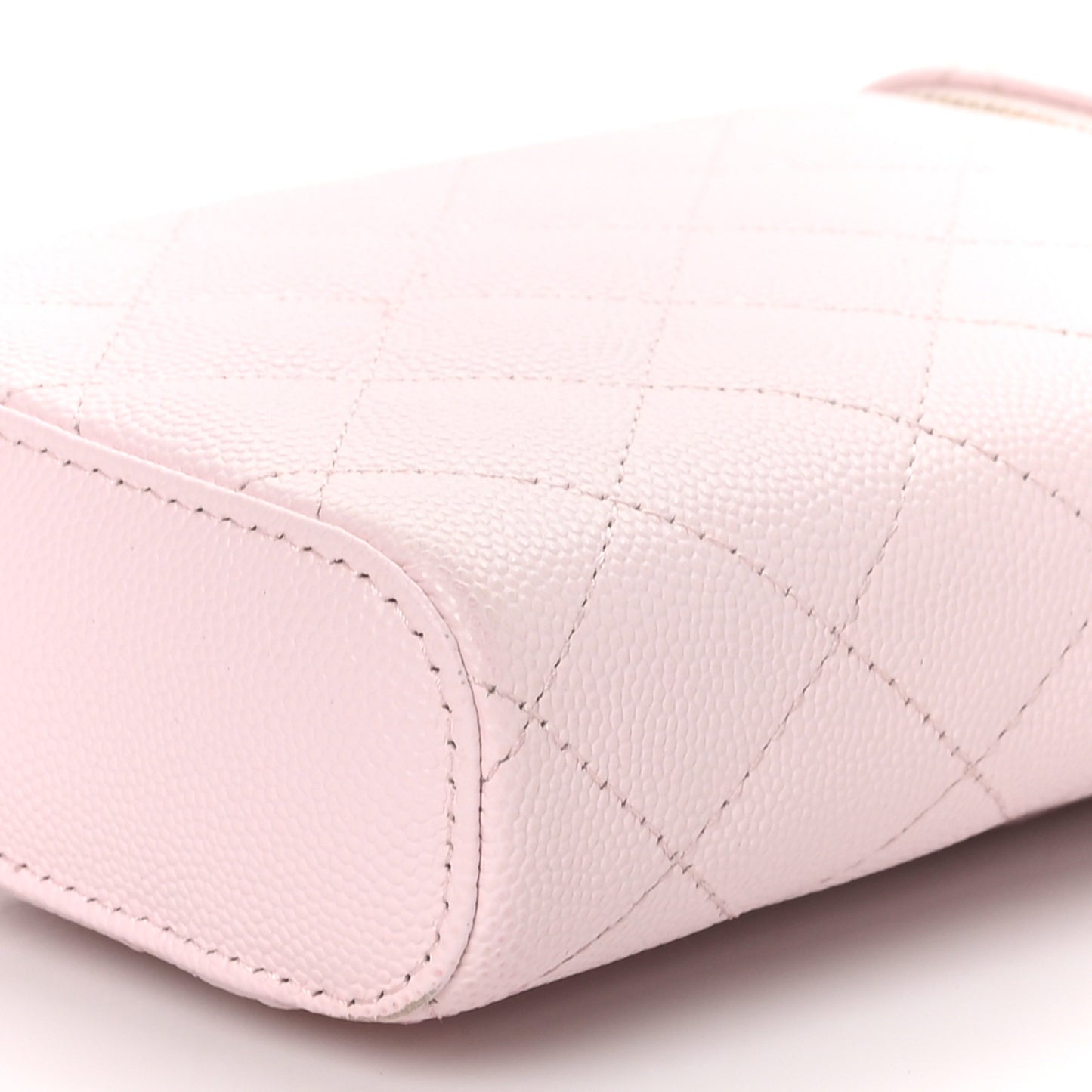 Caviar Quilted Phone Holder With Chain Light Pink