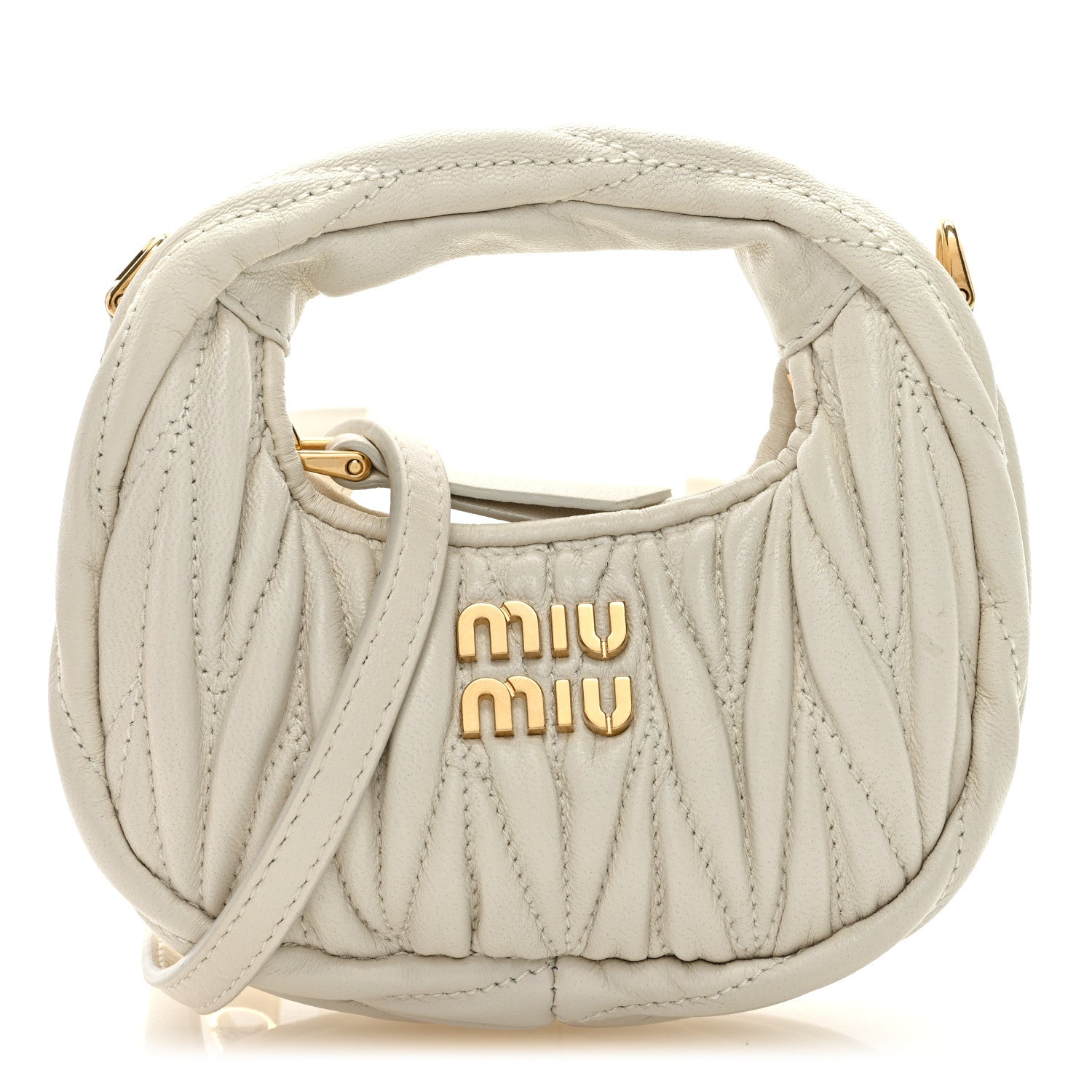 Miu Miu Nappa Matelasse Micro Wander Hobo White 1 of 10