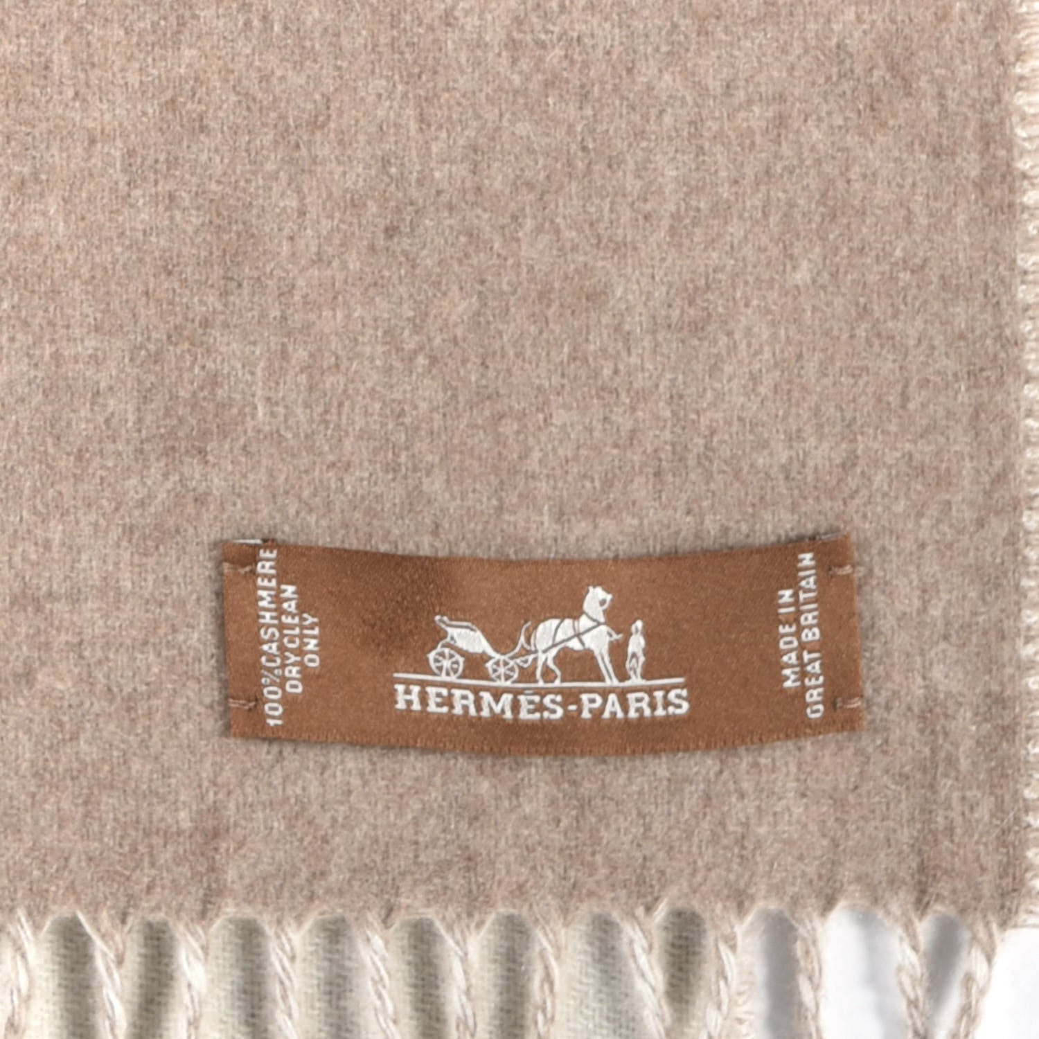 Hermes Cashmere Casaque Zig Zag Muffler Etoupe Ivory 2 of 4