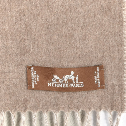 Hermes Cashmere Casaque Zig Zag Muffler Etoupe Ivory 2 of 4