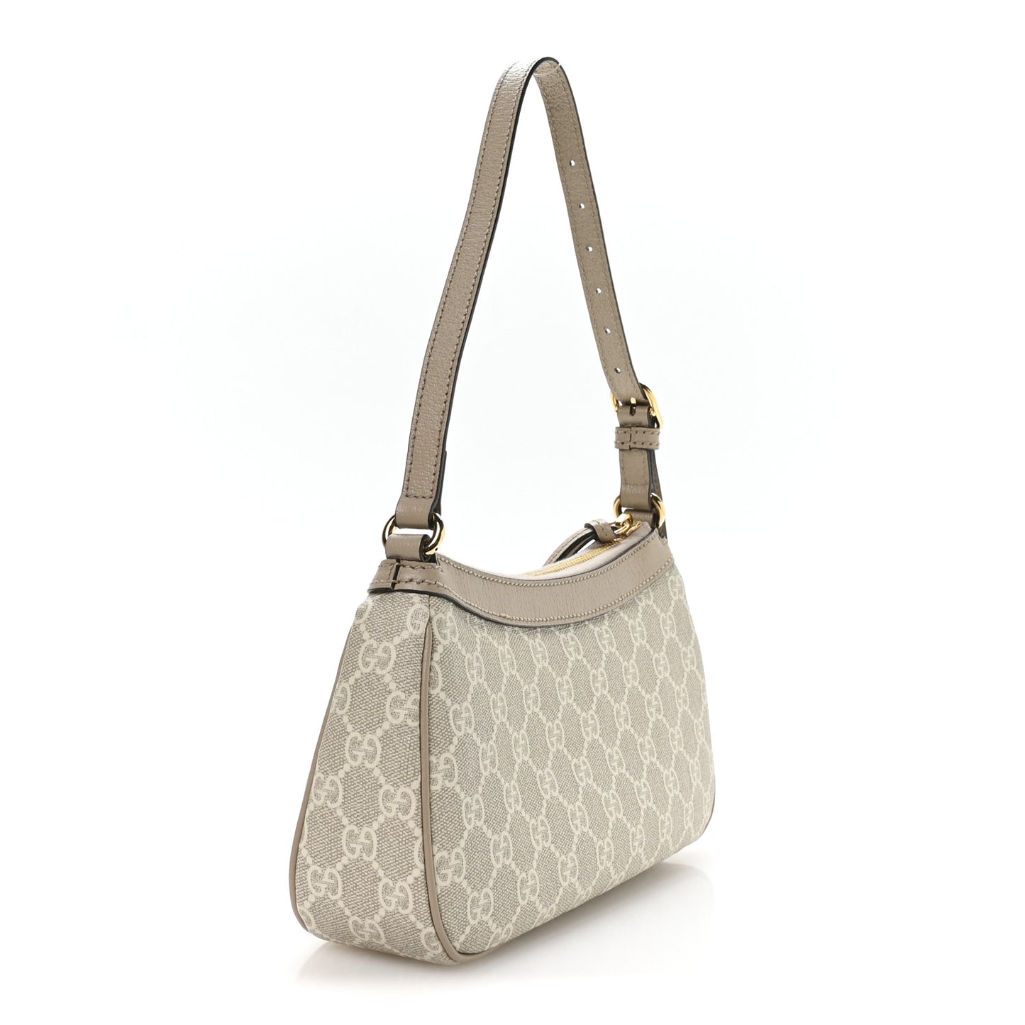 GG Supreme Monogram Textured Dollar Calfskin Small Ophidia Hobo Beige Mystic White Oatmeal