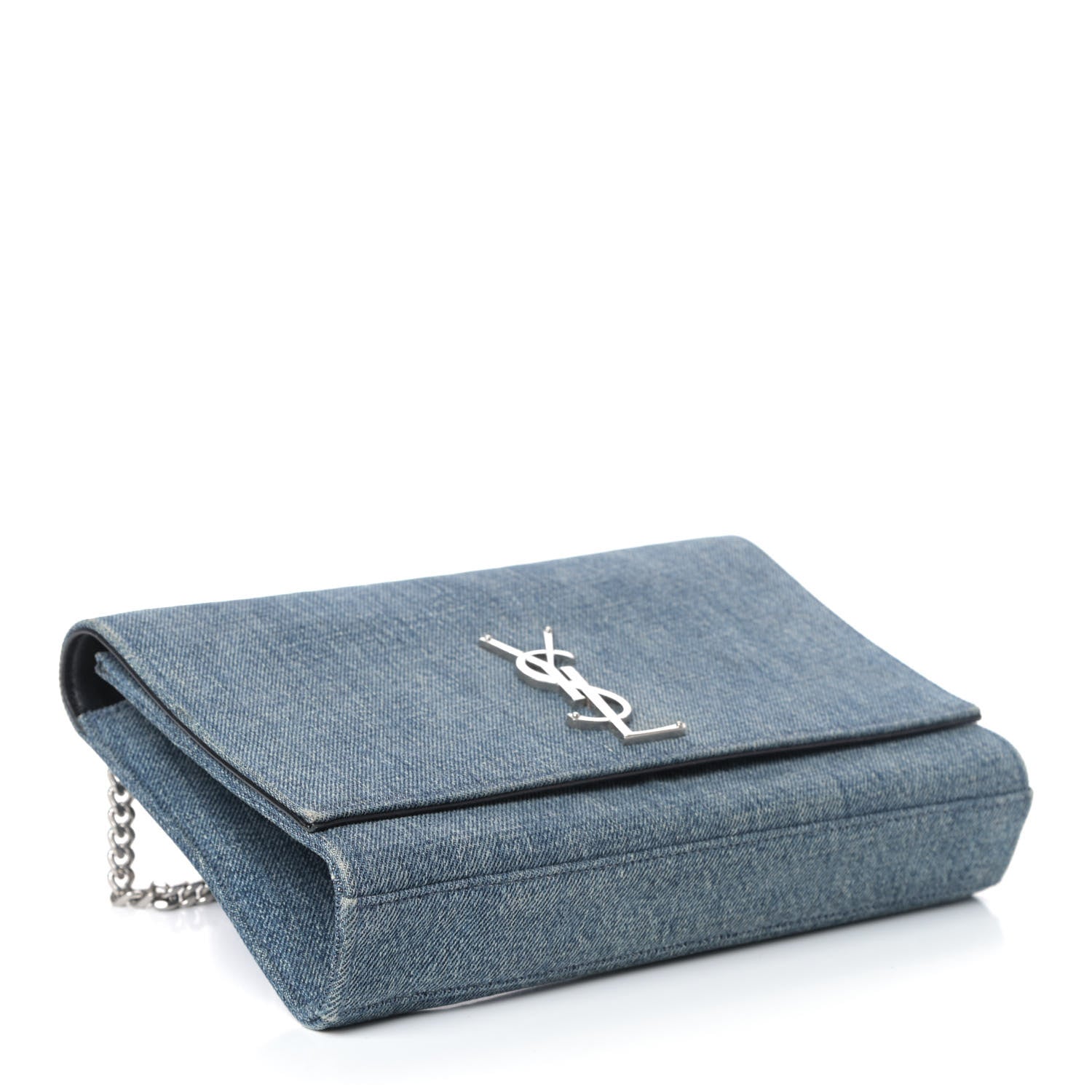 Saint Laurent Denim Medium Classic Monogram Kate Satchel Light Blue 3 of 4