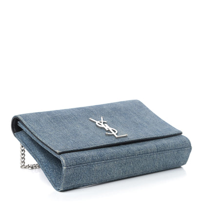 Saint Laurent Denim Medium Classic Monogram Kate Satchel Light Blue 3 of 4