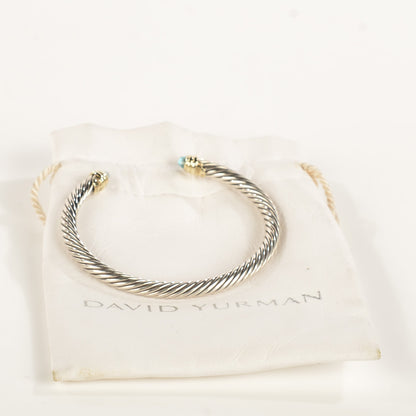 David Yurman Sterling Silver 14K Yellow Gold Blue Topaz 5mm Cable Classics Petite Color Bracelet 4 of 6