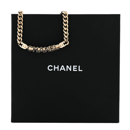 Chanel Enamel Metal Logo Choker Necklace Gold Black White 6 of 6