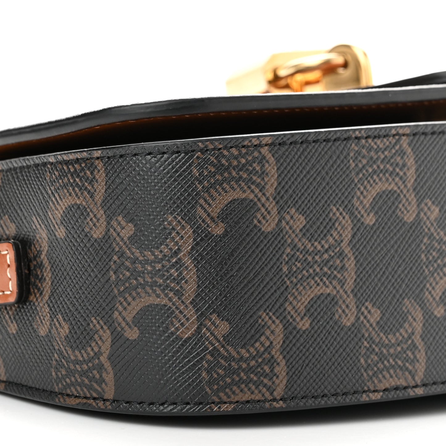 Triomphe Canvas Calfskin Tabou Clutch on Strap Tan