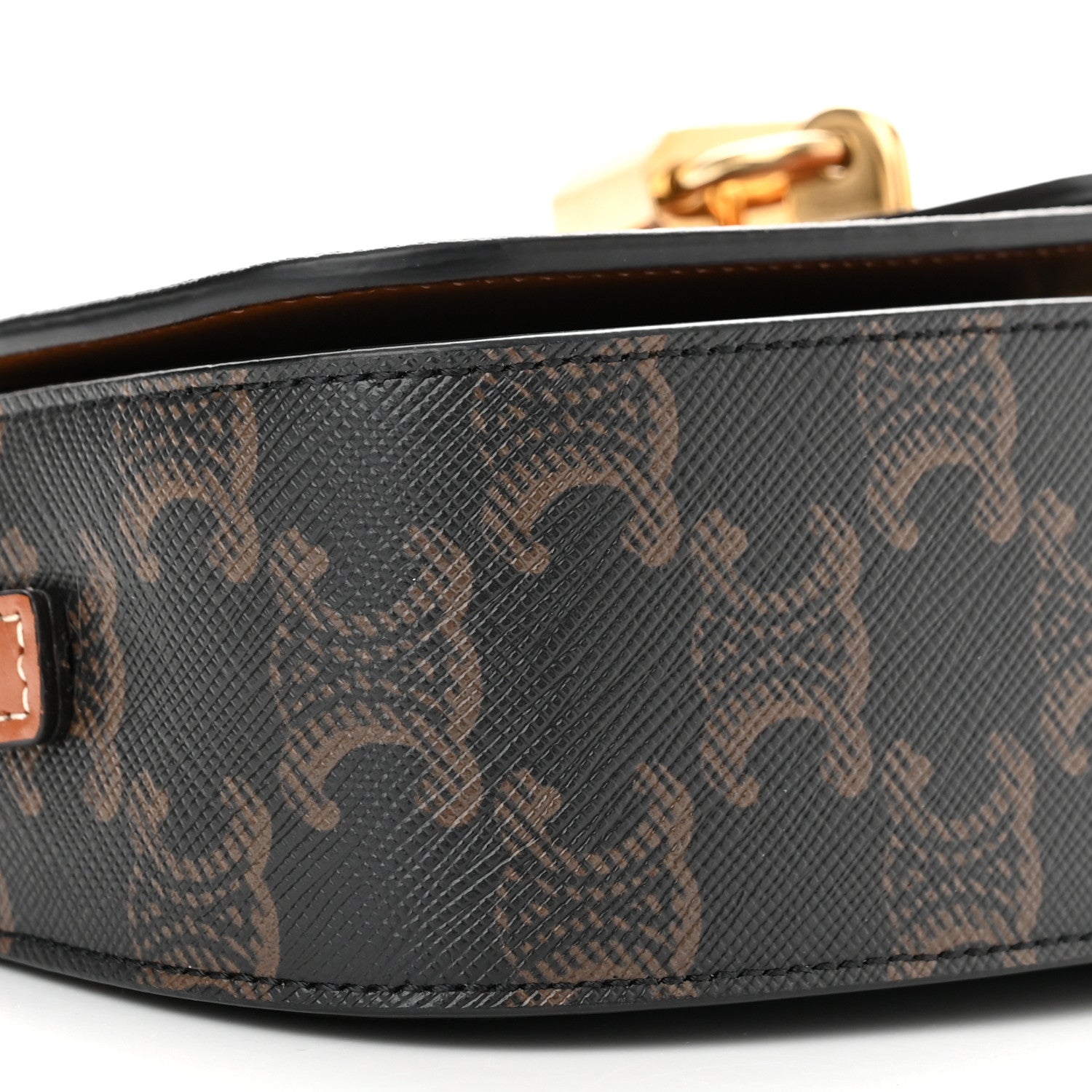 Celine Triomphe Canvas Calfskin Tabou Clutch on Strap Tan 9 of 11