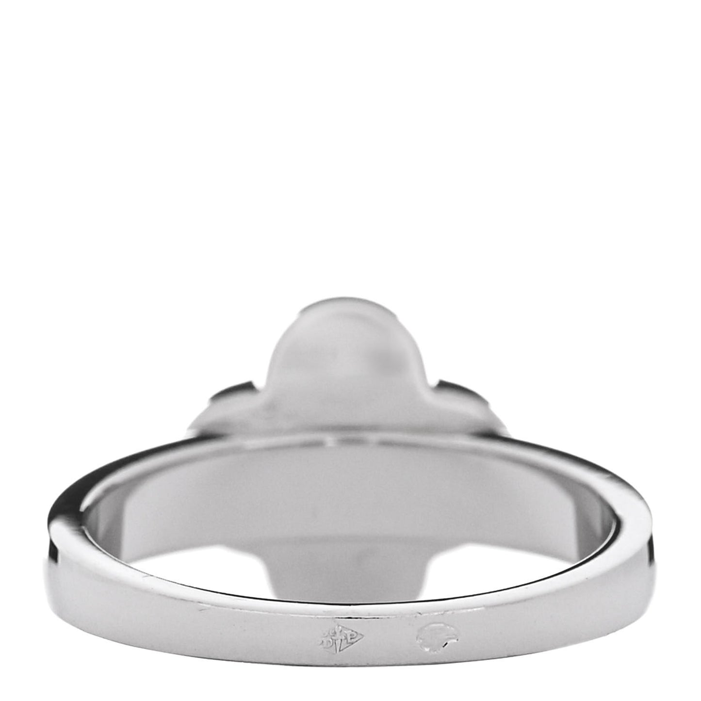 VAN CLEEF & ARPELS 18K White Gold Diamond Pure Alhambra Ring 51 5.75