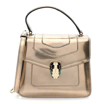 Bulgari Metallic Calfskin Serpenti Forever Top Handle Bronze 1 of 9