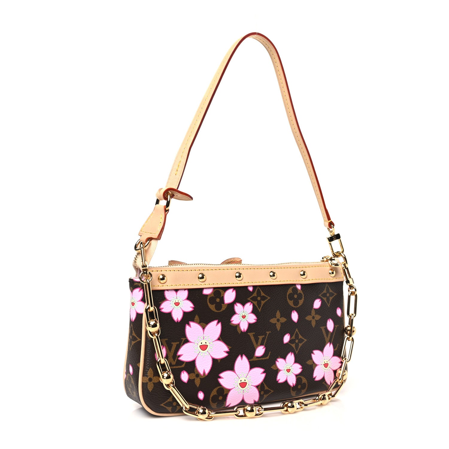 Louis Vuitton LV X TM Monogram Cherry Blossom Pochette Accessories Sakura Brown 3 of 9