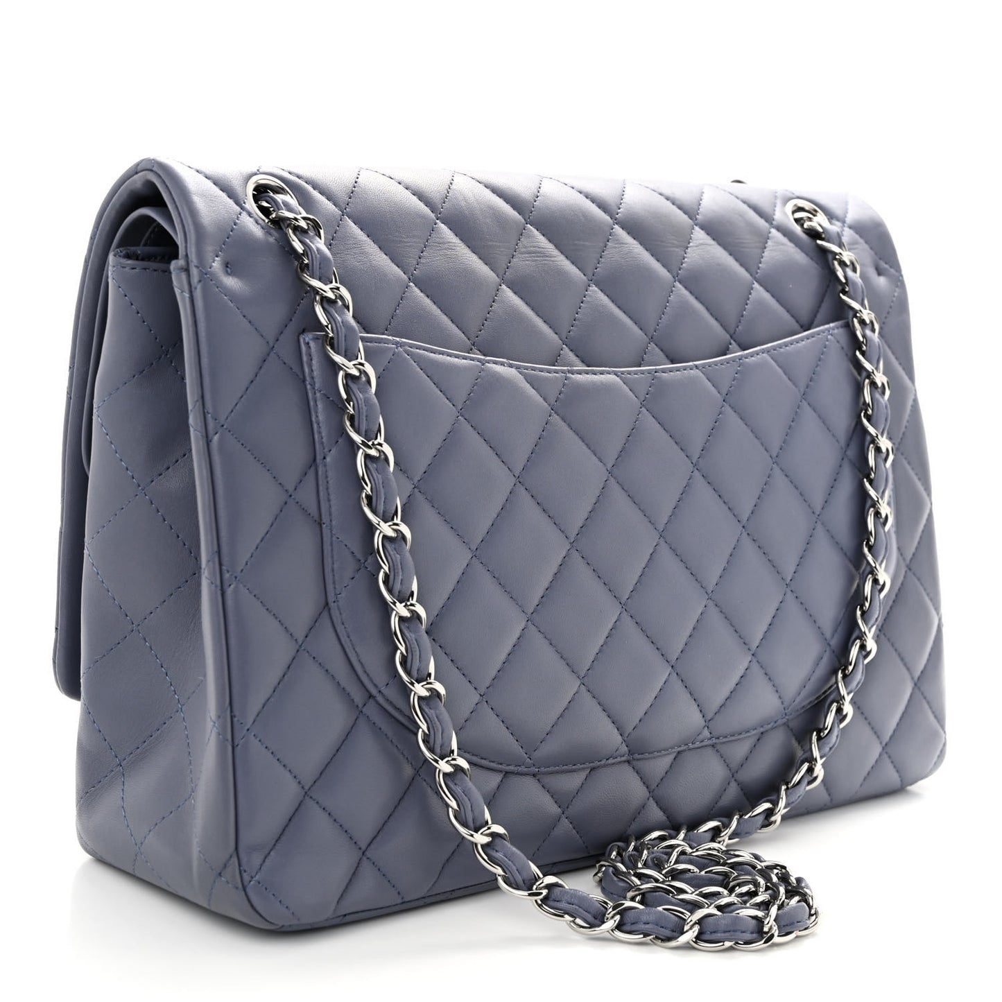 Lambskin Quilted Maxi Double Flap Light Purple